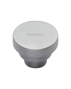 Heritage Brass Satin Chrome Round Stepped Cabinet Knob 38mm