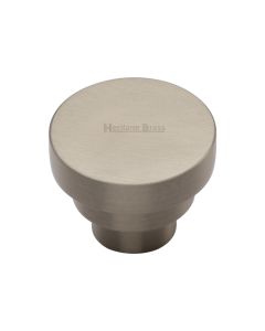 Heritage Brass Satin Nickel Round Stepped Cabinet Knob 38mm