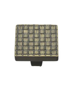 Heritage Brass Aged Brass Square Weave Cabinet Knob 32mm