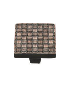 Heritage Brass Aged Copper Square Weave Cabinet Knob 32mm