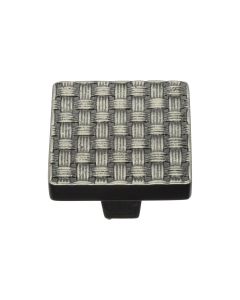 Heritage Brass Aged Nickel Square Weave Cabinet Knob 32mm