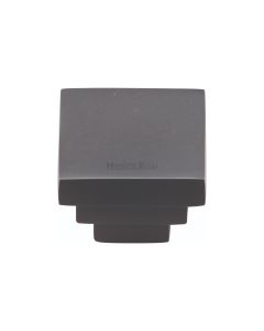 Heritage Brass Matt Black Square Stepped Cabinet Knob 32mm