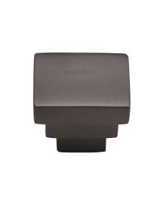 Heritage Brass Matt Bronze Square Stepped Cabinet Knob 32mm