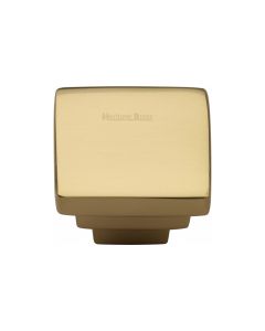 Heritage Brass Polished Brass Square Stepped Cabinet Knob 32mm