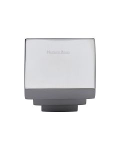 Heritage Brass Polished Chrome Square Stepped Cabinet Knob 32mm