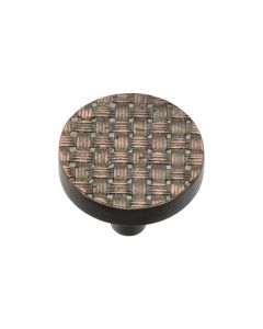 Heritage Brass Aged Copper Round Weave Cabinet Knob 32mm