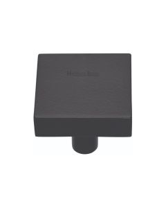 Heritage Brass Matt Black Square Design Cabinet Knob 32mm