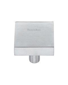 Heritage Brass Satin Chrome Square Design Cabinet Knob 32mm