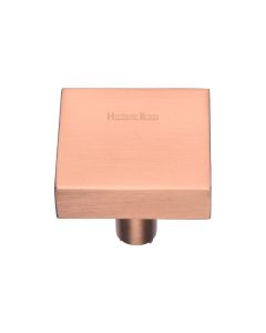 Heritage Brass Satin Rose Gold Square Design Cabinet Knob 32mm