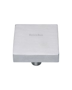 Heritage Brass Satin Chrome Square Design Cabinet Knob 38mm