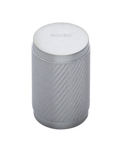Heritage Brass Satin Chrome Cylindric Knurled Cabinet Knob 21mm