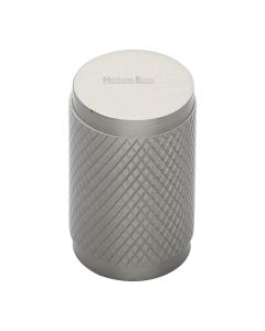 Heritage Brass Satin Nickel Cylindric Knurled Cabinet Knob 21mm
