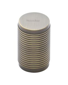 Heritage Brass Antique Brass Cylindric Ribbed Cabinet Knob 21mm