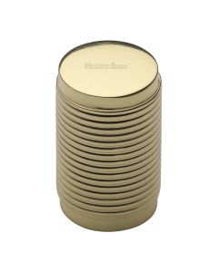 Heritage Brass Polished Brass Cylindric Ribbed Cabinet Knob 21mm
