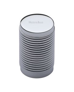 Heritage Brass Polished Chrome Cylindric Ribbed Cabinet Knob 21mm