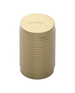Heritage Brass Satin Brass Cylindric Ribbed Cabinet Knob 21mm