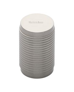 Heritage Brass Satin Nickel Cylindric Ribbed Cabinet Knob 21mm