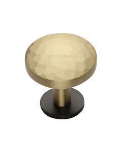 Heritage Brass Matt Bronze/Satin Brass Round Hammered Cabinet Knob with Rose 32mm