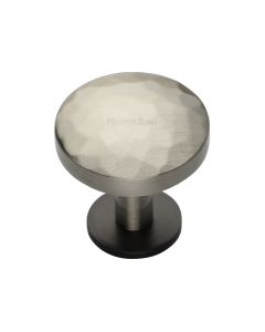 Heritage Brass Matt Bronze/Satin Nickel Round Hammered Cabinet Knob with Rose 32mm
