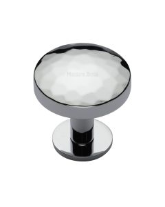 Heritage Brass Polished Chrome Round Hammered Cabinet Knob with Rose 32mm
