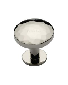 Heritage Brass Polished Nickel Finish Round Hammered Cabinet Knob with Rose 32mm