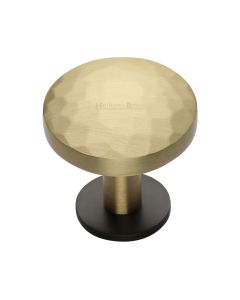 Heritage Brass Matt Bronze/Satin Brass Round Hammered Cabinet Knob with Rose 38mm