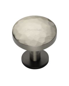 Heritage Brass Matt Bronze/Satin Nickel Round Hammered Cabinet Knob with Rose 38mm
