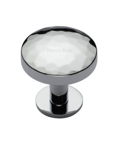 Heritage Brass Polished Chrome Round Hammered Cabinet Knob with Rose 38mm