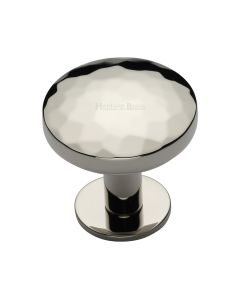Heritage Brass Polished Nickel Finish Round Hammered Cabinet Knob with Rose 38mm