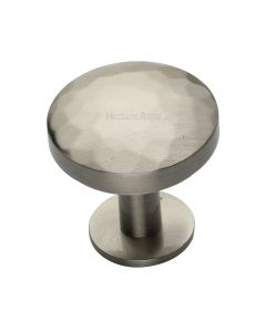 Heritage Brass Satin Nickel Round Hammered Cabinet Knob with Rose 38mm