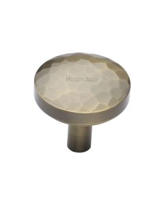 Heritage Brass Antique Brass Round Hammered Cabinet Knob 32mm