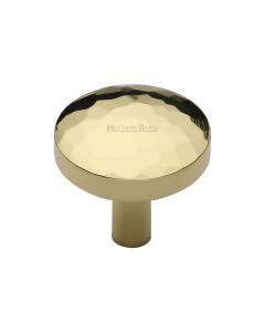 Heritage Brass Polished Brass Round Hammered Cabinet Knob 32mm