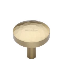 Heritage Brass Satin Brass Round Hammered Cabinet Knob 32mm