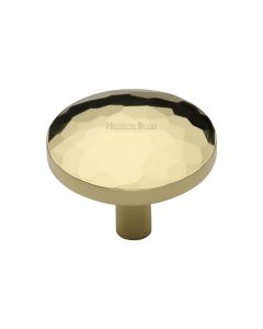 Heritage Brass Polished Brass Round Hammered Cabinet Knob 38mm