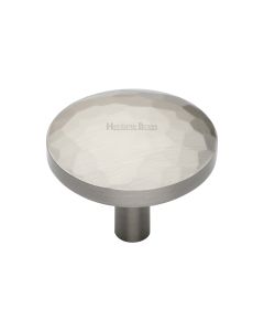 Heritage Brass Satin Nickel Round Hammered Cabinet Knob 38mm