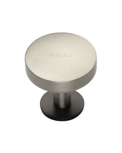 Heritage Brass Matt Bronze/Satin Nickel Domed Disc Cabinet Knob with Rose 32mm