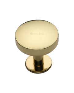 Heritage Brass Polished Brass Domed Disc Cabinet Knob with Rose 32mm