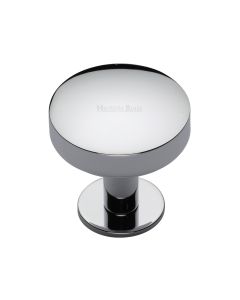 Heritage Brass Polished Chrome Domed Disc Cabinet Knob with Rose 32mm