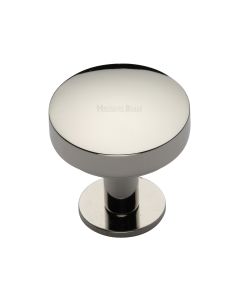 Heritage Brass Polished Nickel Finish Domed Disc Cabinet Knob with Rose 32mm