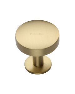 Heritage Brass Satin Brass Domed Disc Cabinet Knob with Rose 32mm