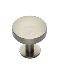 Heritage Brass Satin Nickel Domed Disc Cabinet Knob with Rose 32mm