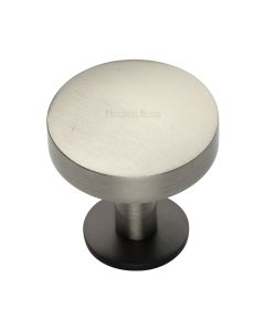 Heritage Brass Matt Bronze/Satin Nickel Domed Disc Cabinet Knob with Rose 38mm