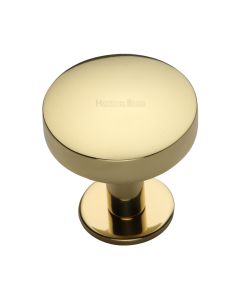 Heritage Brass Polished Brass Domed Disc Cabinet Knob with Rose 38mm