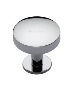 Heritage Brass Polished Chrome Domed Disc Cabinet Knob with Rose 38mm