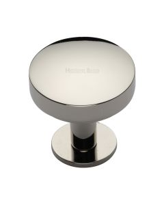 Heritage Brass Polished Nickel Finish Domed Disc Cabinet Knob with Rose 38mm