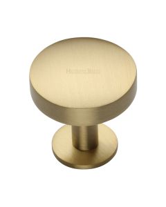 Heritage Brass Satin Brass Domed Disc Cabinet Knob with Rose 38mm