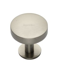 Heritage Brass Satin Nickel Domed Disc Cabinet Knob with Rose 38mm