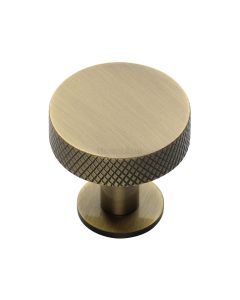 Heritage Brass Antique Brass Knurled Disc Cabinet Knob with Rose 32mm