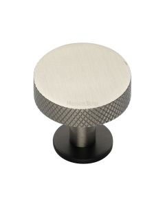 Heritage Brass Matt Bronze/Satin Nickel Knurled Disc Cabinet Knob with Rose 32mm