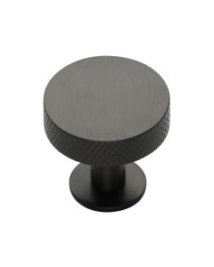 Heritage Brass Matt Bronze Knurled Disc Cabinet Knob with Rose 32mm